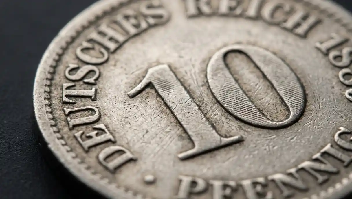 detailed macro of German coin surface